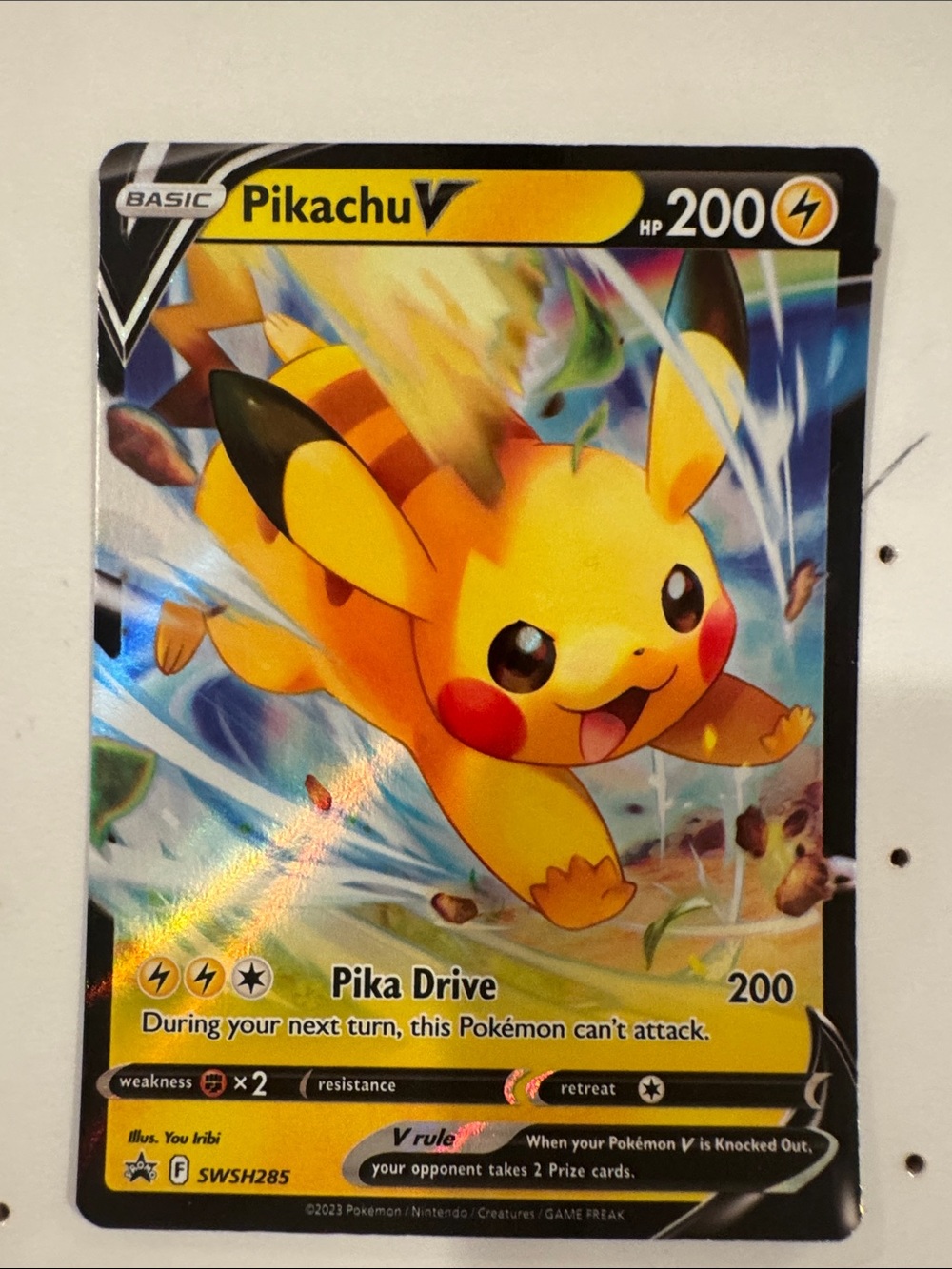 Pokemon Pikachu V Bright Yellow & Red Card